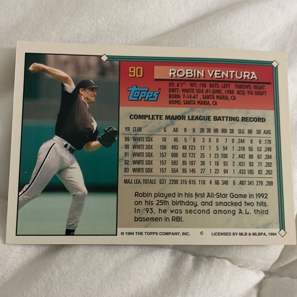 Robin Ventura Topps #90 baseball card - Picture 5 of 5